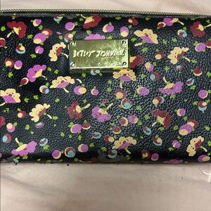 Betsey Johnson Black Multicolor Floral Wallet